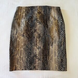 Vintage Express Snakeskin Print Pencil Skirt Sz 6 Mob Wife Y2K Python EUC